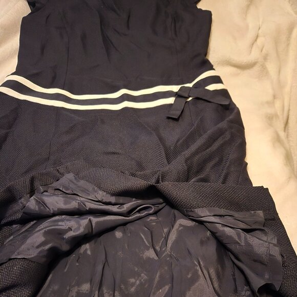 NWT Talbots Navy Cap Sleeve Drop Waist Shift - Picture 3 of 4